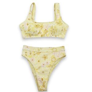 NWT Billabong Make You Mine Bikini 2-Piece Yellow Floral Swimsuit Size Small NEW